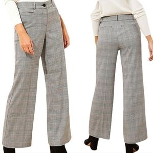 LOFT Plaid High Waist Wide Leg Trouser